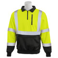 Erb Safety Sweatshirt, Quarter Zip, Class 3, W379B, Hi-Viz Lime/Black, LG 63871